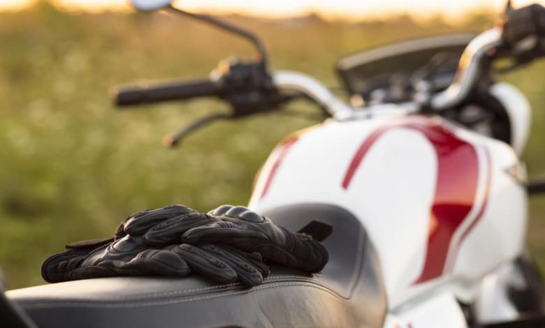 motorcycle with hand gloves